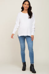 Ivory Ribbed Maternity Sweater