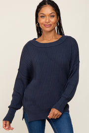 Navy Blue Ribbed Sweater