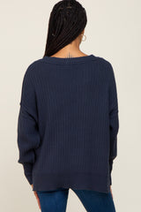 Navy Blue Ribbed Sweater