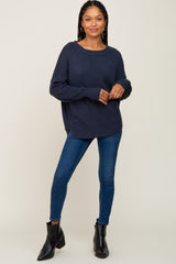 Navy Blue Ribbed Sweater