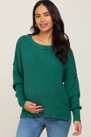 Green Ribbed Maternity Sweater