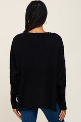 Black V-Neck Oversized Sweater