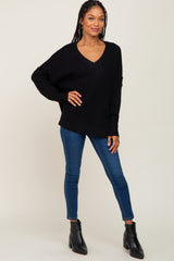 Black V-Neck Oversized Sweater