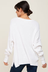 White V-Neck Oversized Sweater