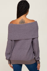 Charcoal Foldover Off Shoulder Sweater