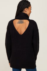 Black Soft Knit Cutout Back Sweater