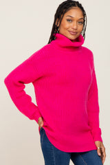 Fuchsia Soft Knit Cutout Back Sweater