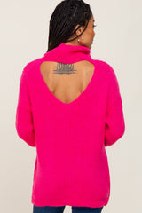 Fuchsia Soft Knit Cutout Back Sweater