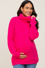 Fuchsia Soft Knit Cutout Back Maternity Sweater