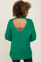 Green Soft Knit Cutout Back Sweater