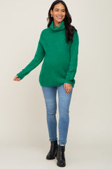 Green Soft Knit Cutout Back Maternity Sweater