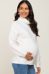 Ivory Soft Knit Cutout Back Maternity Sweater