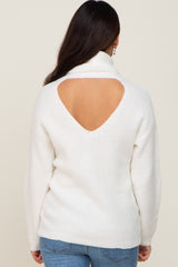 Ivory Soft Knit Cutout Back Maternity Sweater