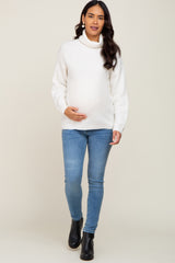 Ivory Soft Knit Cutout Back Maternity Sweater