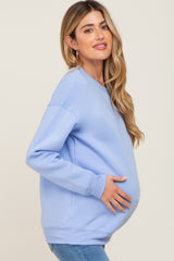 Light Blue Basic Maternity Sweatshirt