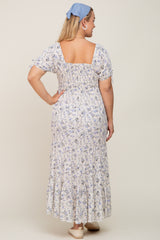 Cream Floral Tiered Plus Maternity Maxi Dress