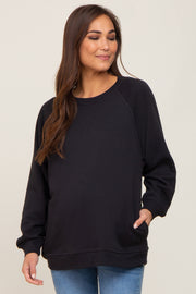 Black Pullover Basic Maternity Sweatshirt