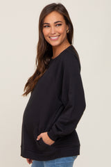 Black Pullover Basic Maternity Sweatshirt