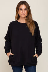 Black Pullover Basic Maternity Sweatshirt