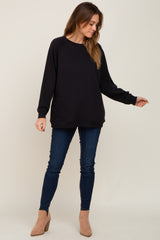 Black Pullover Basic Sweatshirt