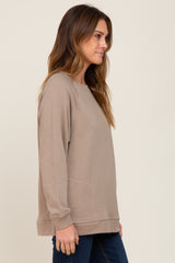 Taupe Pullover Basic Sweatshirt