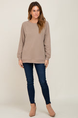 Taupe Pullover Basic Sweatshirt