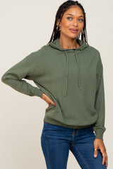 Olive Knit Maternity Hooded Long Sleeve Top