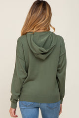 Olive Knit Maternity Hooded Long Sleeve Top