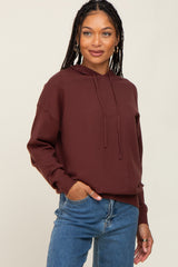 Brown Knit Maternity Hooded Long Sleeve Top