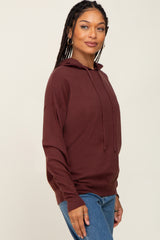 Brown Knit Hooded Long Sleeve Top