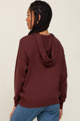 Brown Knit Hooded Long Sleeve Top