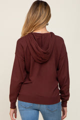 Brown Knit Maternity Hooded Long Sleeve Top