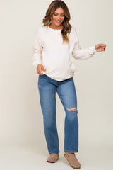 Blue Slightly Distressed Rip Knee Maternity Jeans