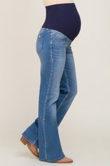 Blue Basic Flared Leg Maternity Jeans