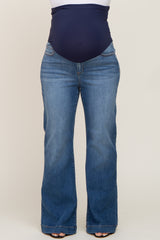 Navy Blue Flared Leg Maternity Plus Jeans