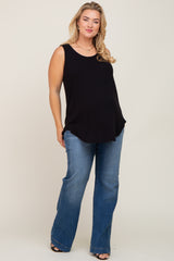 Navy Blue Flared Leg Maternity Plus Jeans