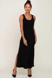 Black Soft Knit Sleeveless Maxi Dress