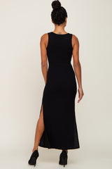 Black Soft Knit Sleeveless Maxi Dress