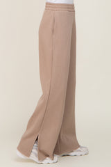 Taupe Soft Wide Leg Side Slit Sweatpants