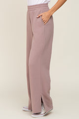 Mocha Soft Wide Leg Side Slit Sweatpants