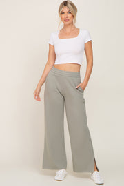 Sage Soft Wide Leg Side Slit Sweatpants