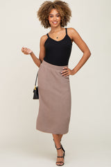 Mocha Ribbed Knit Maternity Midi Skirt