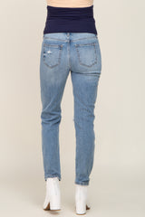 Light Blue Distressed Maternity Jeans