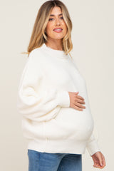 Ivory Ribbed Knit Long Sleeve Maternity Sweater