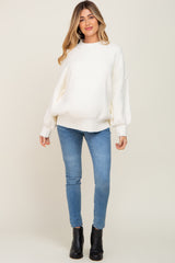 Ivory Ribbed Knit Long Sleeve Maternity Sweater