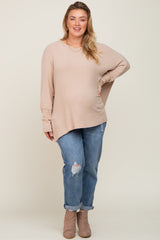 Blue Distressed Maternity Plus Cuffed Straight Leg Jeans