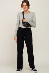 Black Wide Leg Drawstring Lounge Pants