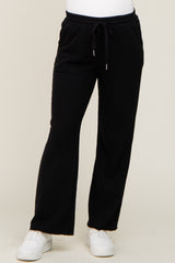 Black Wide Leg Drawstring Maternity Lounge Pants