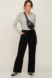 Black Wide Leg Drawstring Lounge Pants