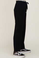 Black Wide Leg Drawstring Lounge Pants